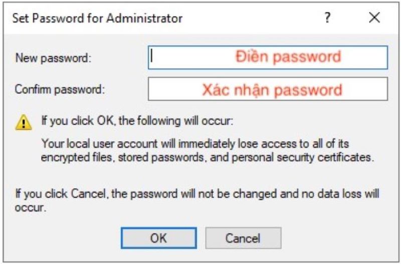 Điền password bạn muốn đổi