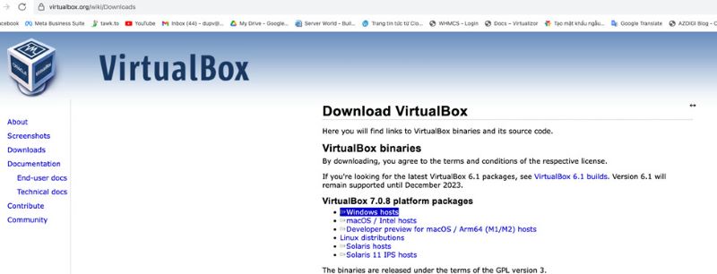 Tải và cài đặt máy ảo VirtualBox