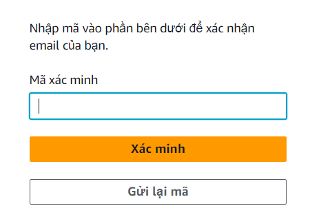 Nhập mã xác minh được gửi về mail