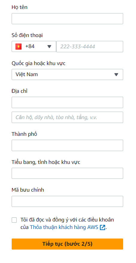 Nhập thông tin tên số điện thoại địa chỉ