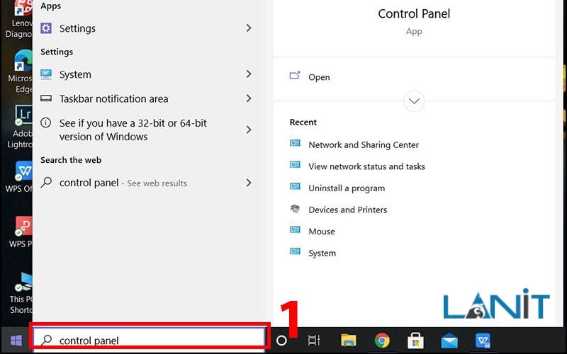  Mở Control Panel