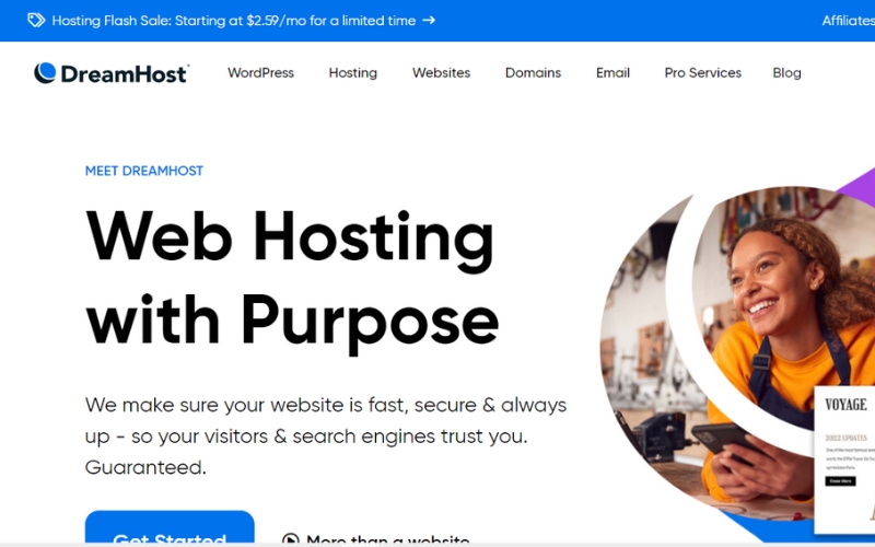 DreamHost còn được đánh giá cao nhờ khả năng quản lý máy chủ lưu trữ web