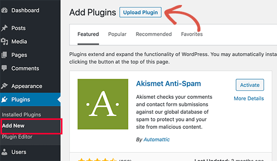 cài đặt plugin qua WordPress Admin