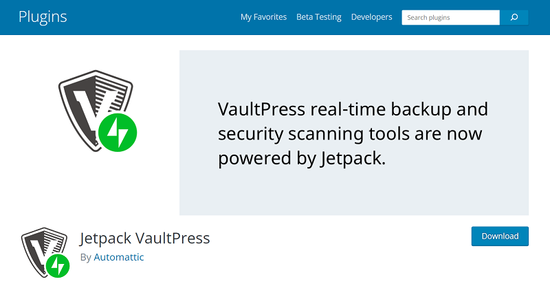 Plugin VaultPress (Jetpack Backup)