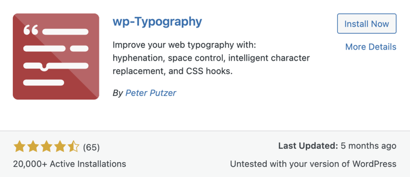 Plugin wp-Typography