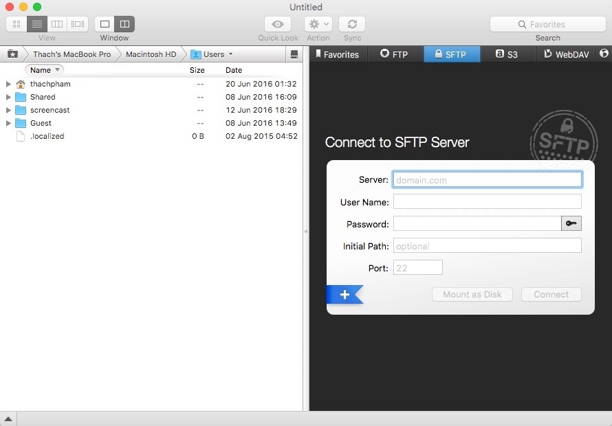 Cách đăng nhập sFTP trên MacOS là gì?