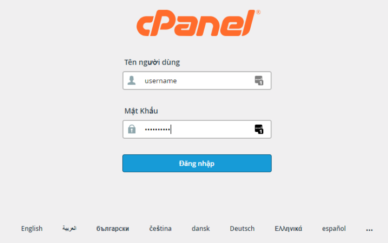  Đăng nhập vào cPanel