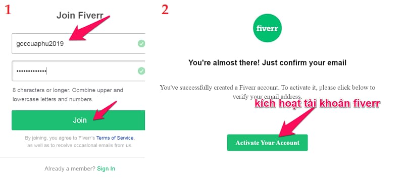 Cách tạo tài khoản và tham gia Fiverr