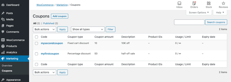WooCommerce Coupons