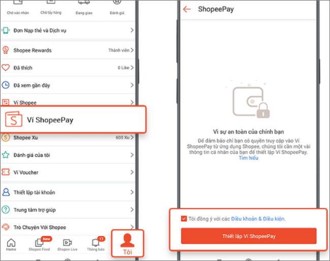 Nhấn chọn “Ví Shopee”